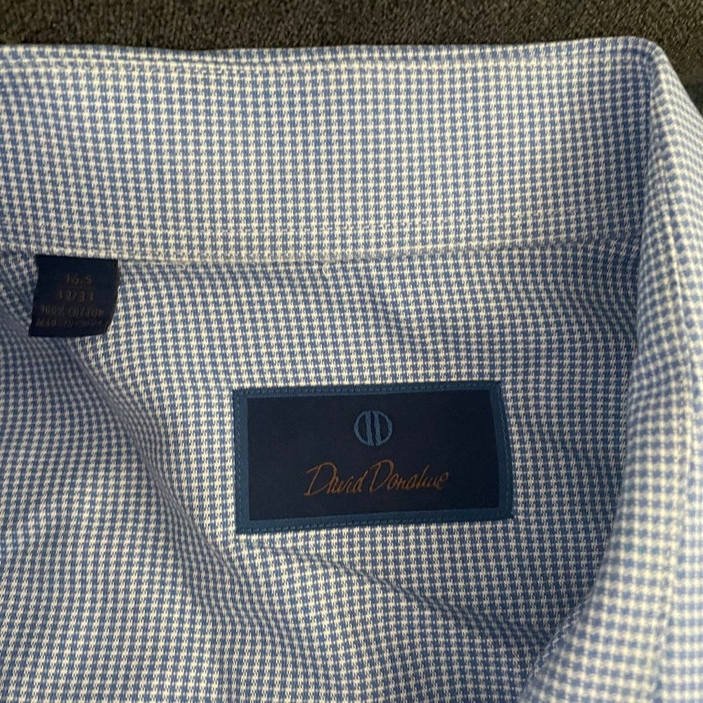16.5 32/33 Blue/White David Donahue Shirt